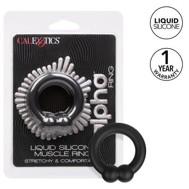 CalExotics Alpha Liquid Silicone Muscle Cock Ring - Black