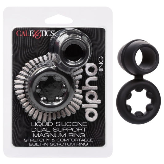 CalExotics Alpha Ring Dual Support Magnum Cock Ring - Black