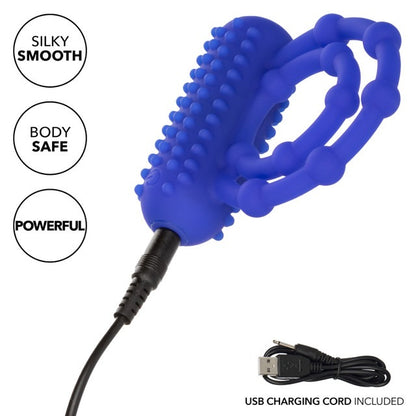 CalExotics 10 Bead Rechargeable Vibrating Maximus Ring - Blue