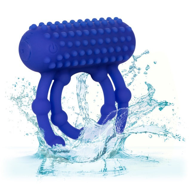 CalExotics 10 Bead Rechargeable Vibrating Maximus Ring - Blue