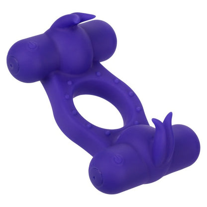 CalExotics Silicone Rechargeable Triple Orgasm Enhancer Cock Ring - Purple