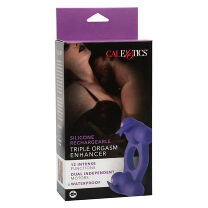 CalExotics Silicone Rechargeable Triple Orgasm Enhancer Cock Ring - Purple