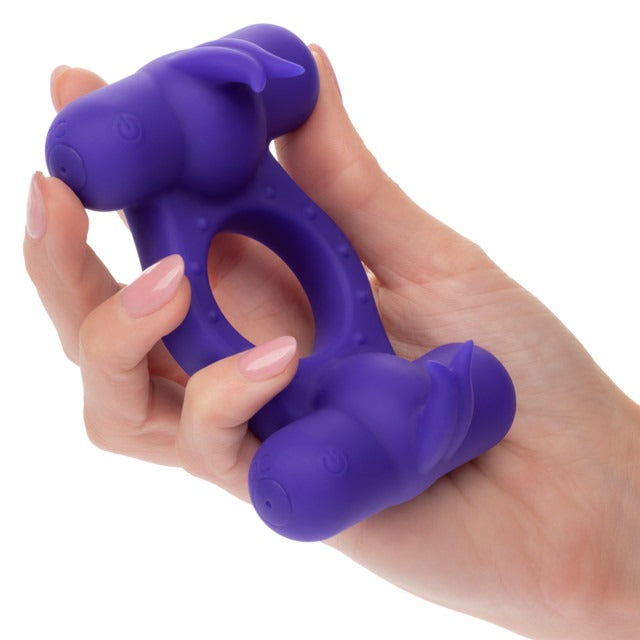 CalExotics Silicone Rechargeable Triple Orgasm Enhancer Cock Ring - Purple