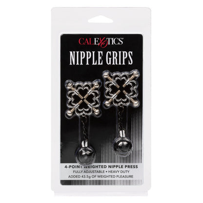 CalExotics Nipple Grips Power Grip 4-Point Weighted Nipple Press - Black &amp; Silver