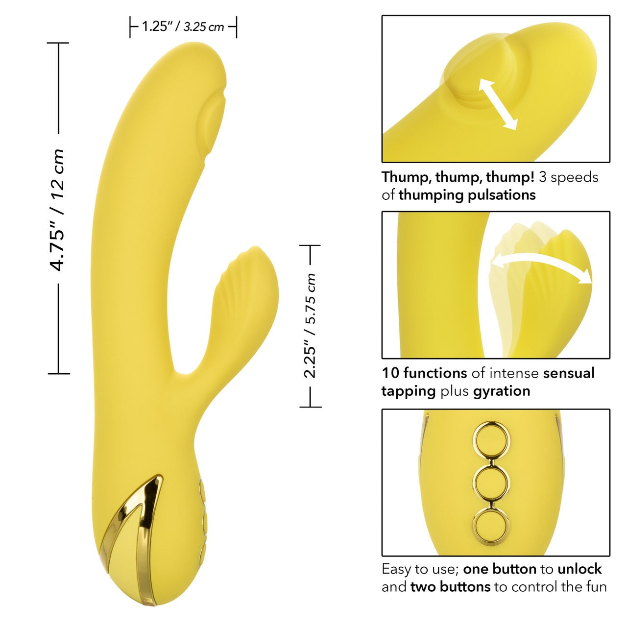 California Dream San Diego Seduction Thumping Rabbit Vibrator - Yellow