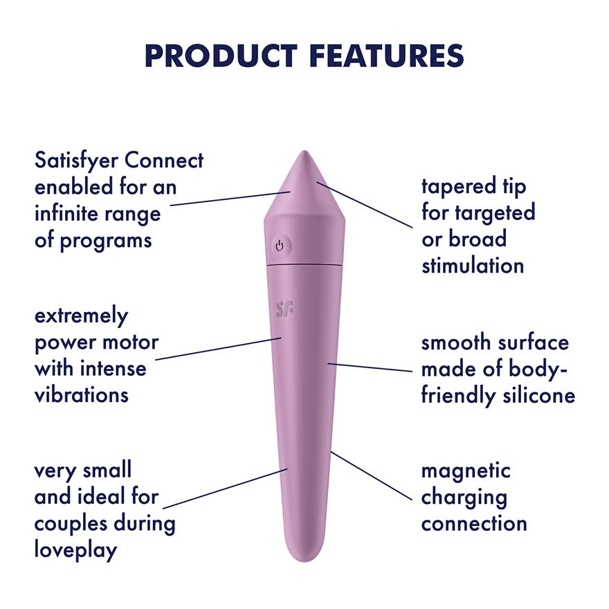 Satisfyer Ultra Power Bullet 8 Rechargeable Vibrator with App Control - Lilac