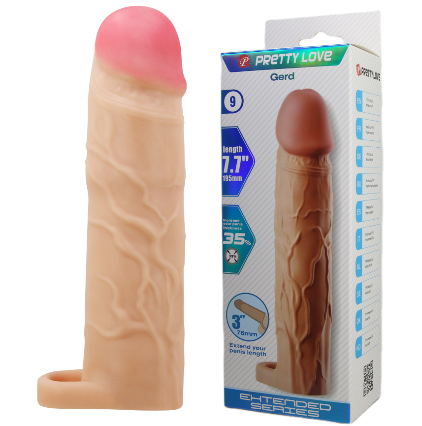 Pretty Love Gerd 7.7" Realistic Penis Extender with Ball Strap