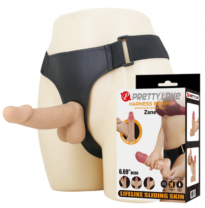 Pretty Love Zane Strap-On Harness 6.69" Sliding Skin Dildo