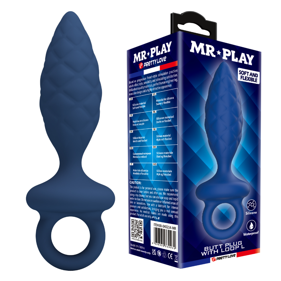 Mr Play John Silicone Butt Plug with Handle Loop