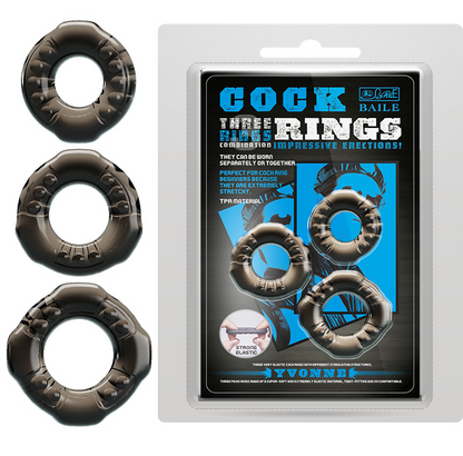 Baile Yvonne Stretchy Cock Ring Set 3pc