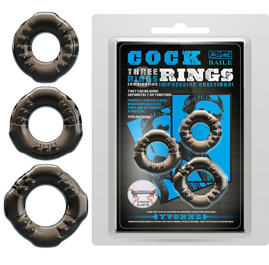 Baile Yvonne Stretchy Cock Ring Set 3pc