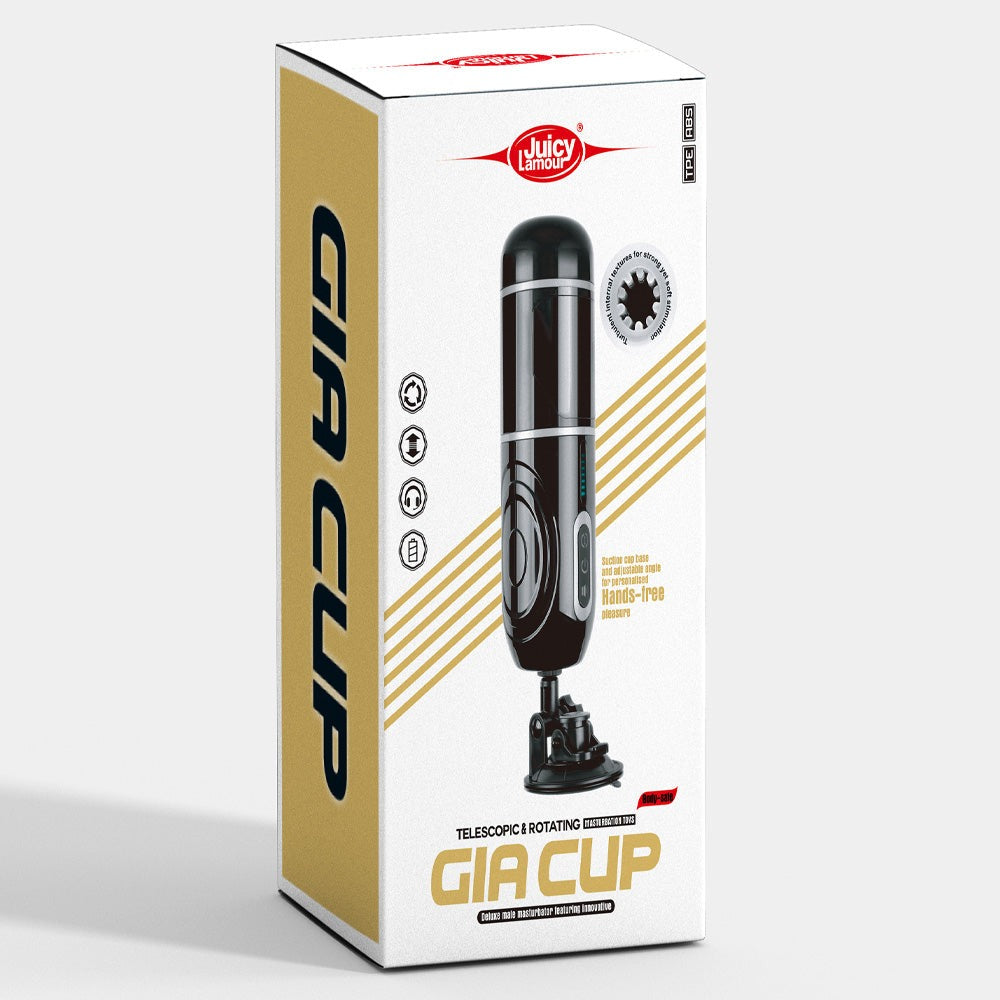 Juicy Lamour Gia Cup Thrusting Rotating Moaning Masturbator with Suction Mount