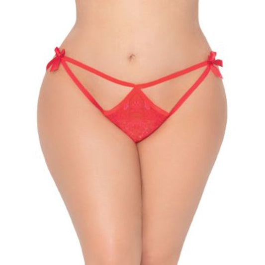 Seven 'Til Midnight 10935X Galloon Lace Thong - 1XL/2XL - Red