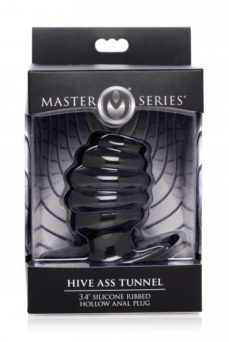 XR Brands Master Series Hive Ass Tunnel 3.4" Silicone Ribbed Hollow Anal Plug - Medium