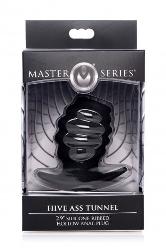 XR Brands Master Series Hive Ass Tunnel 2.9" Silicone Ribbed Hollow Anal Plug - Small