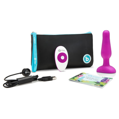 b-Vibe Novice Rechargeable Butt Plug with Remote Control - Fushia