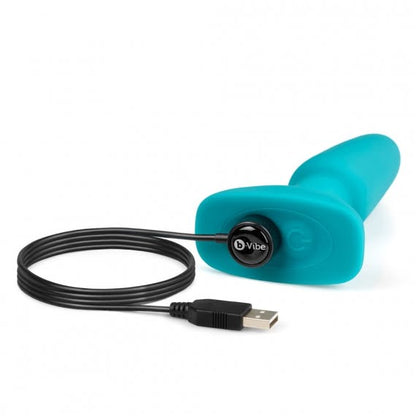 b-Vibe Rechargeable Rimming Butt Plug with Remote - Teal