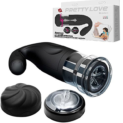 Pretty Love by Baile Rechargeable Thrusting Masturbator Breton - Black & Clear