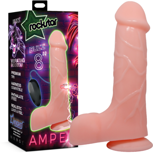 Celebrity Knights Rockstar Amped 8" Vibrating Dong - Buzz