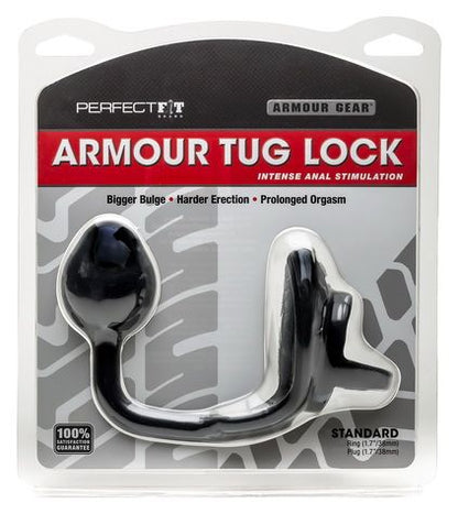 PerfectFit Brand Armour Tug Lock Hands Free Prostate Pleasure - Black