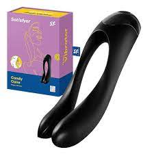 Satisfyer Candy Cane Rechargeable Finger Vibrator - Black