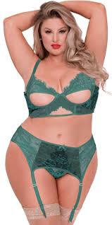 Seven 'Til Midnight 11033X Velvet Crush 3pc Bra Set - 3XL/4XL - Green