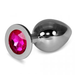 Lovetoy Products Rosebud Classic Metallic Butt Plug - Large - Silver & Fushia