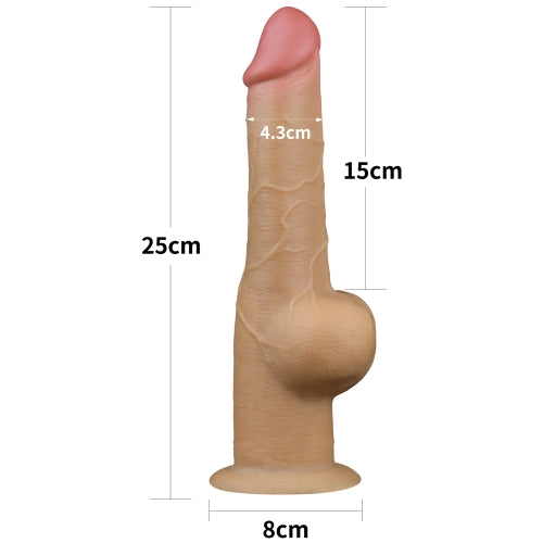 Lovetoy Products Dual Layered Silicone Uncut 9.5" Nature Cock with Handle - Light