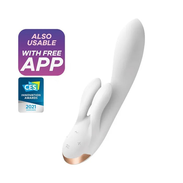 Satisfyer Rechargeable Double Flex Rabbit Vibrator with App Control - White