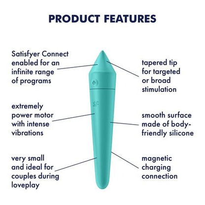 Satisfyer Ultra Power Bullet 8 Vibrator with App Control - Turquoise