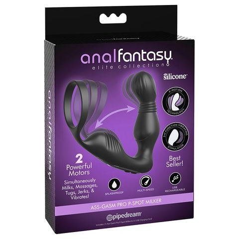 Pipedream Anal Fantasy Elite Collection Ass-Gasm Pro P-Spot Milker Plug - Black