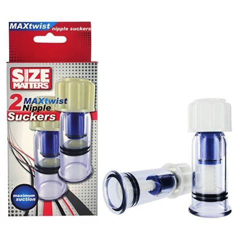 XR Brands Size Matters 2 Max Twist Nipple Suckers 2pc - Clear