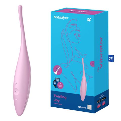 Satisfyer Twirling Joy Rechargeable Tip Vibrator with App Control - Pastel Pink