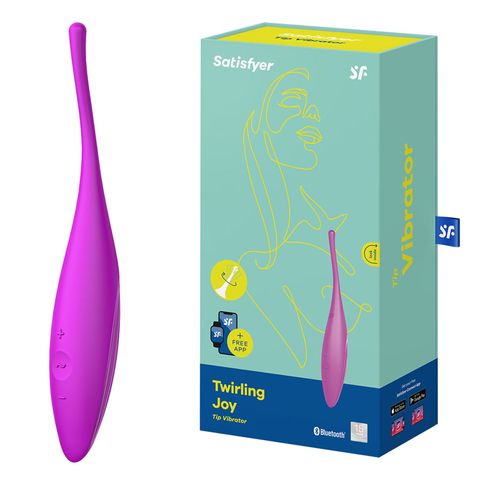 Satisfyer Twirling Joy Rechargeable Tip Vibrator with App Control - Fushia