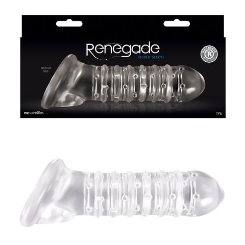 NS Novelties Renegade Ribbed Sleeve - Clear