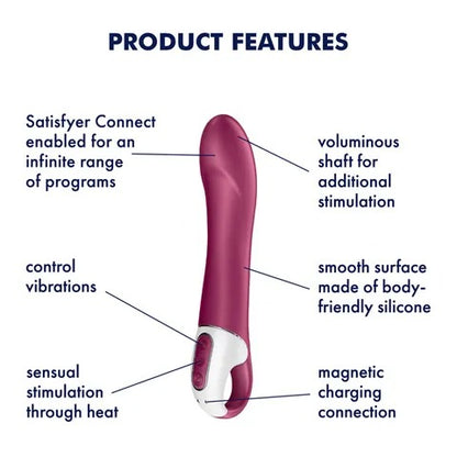 Satisfyer Big Heat Rechargeable Heated Vibrator with App Control - Berry