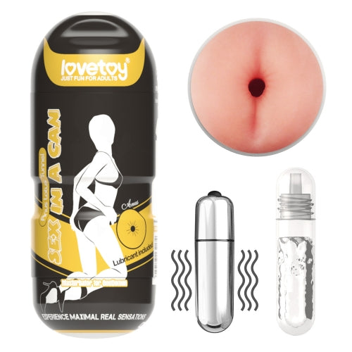 Lovetoy Products Sex In A Can Stamina Tunnel Vibrating Masturbator - Anus - Yellow Can