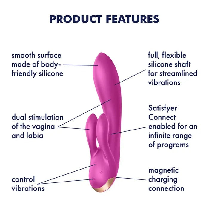 Satisfyer Rechargeable Double Flex Rabbit Vibrator with App Control - Violet