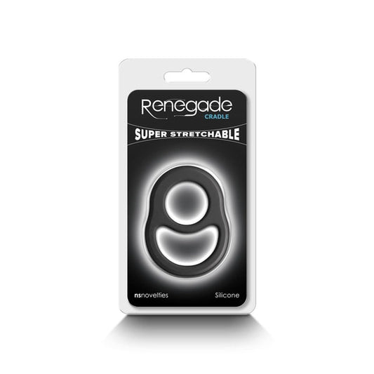 NS Novelties Renegade Super Stretchable Cradle Cock Ring - Black