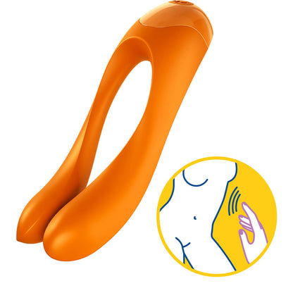 Satisfyer Candy Cane Rechargeable Finger Vibrator - Orange