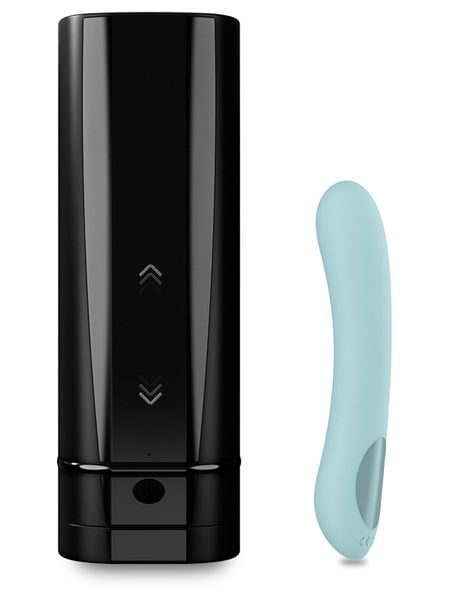 Kiiroo Onyx+ and Pearl 2 Rechargeable Interactive Couple Set - Black &amp; Turquoise