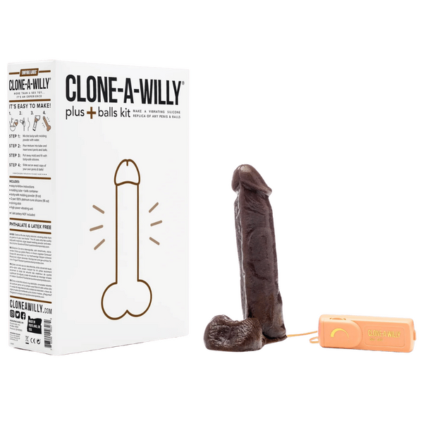Clone-A-Willy Vibrating Dildo Plus Balls Kit Deep Skin Tone