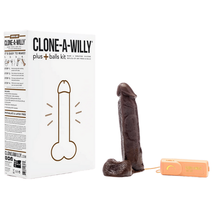 Clone-A-Willy Vibrating Dildo Plus Balls Kit Deep Skin Tone