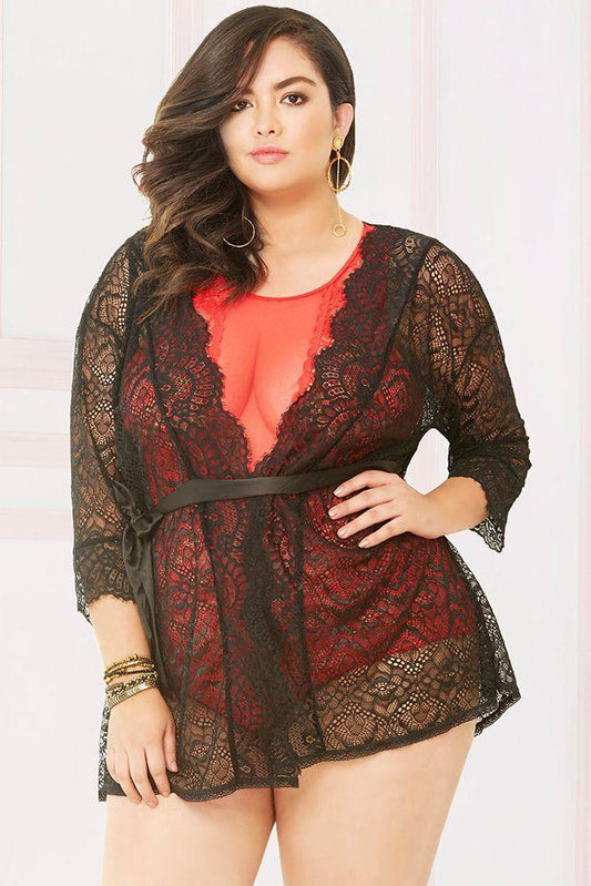 Seven Til Midnight 10894 Lace Robe -10704