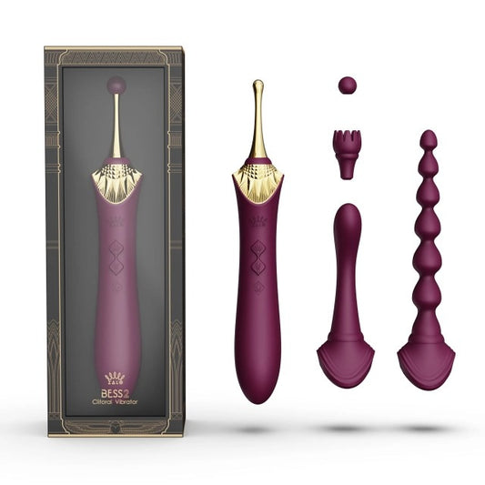 Zalo Bess 2 Rechargeable Vibrator &amp; Clitoral Stimulator 3pc Set - Purple