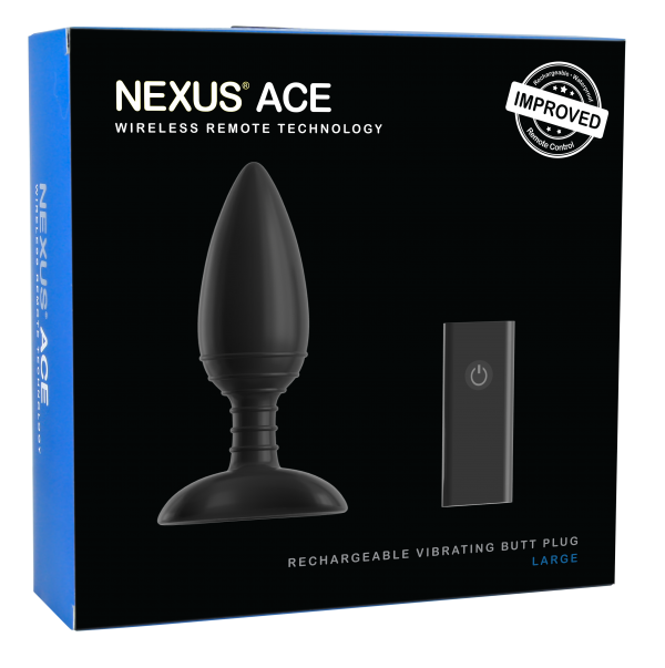 Nexus Ace Rechargeable Vibrating Butt Plug - Large - Black