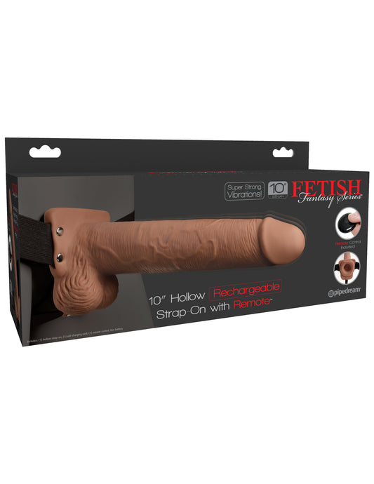 Pipedream Fetish Fantasy Series 10" Hollow Rechargeable Strap-On with Remote