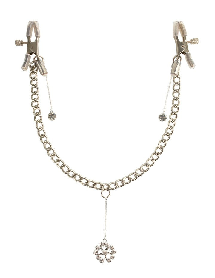 Pipedream Fetish Fantasy Series Crystal Nipple Clamps - Silver