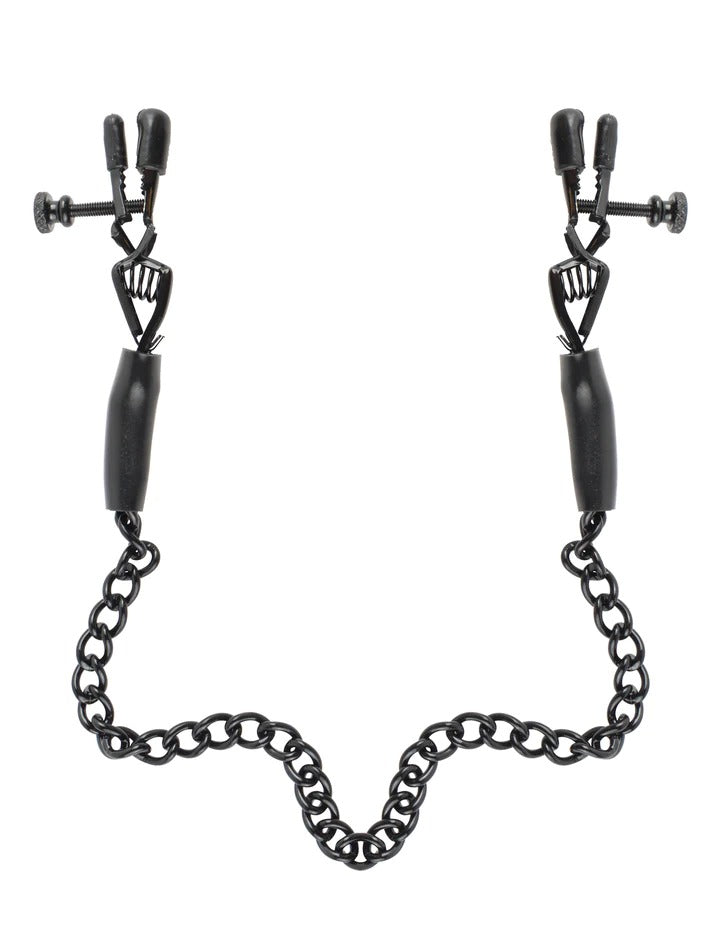 Pipedream Fetish Fantasy Series Adjustable Nipple Chain Clamps - Black