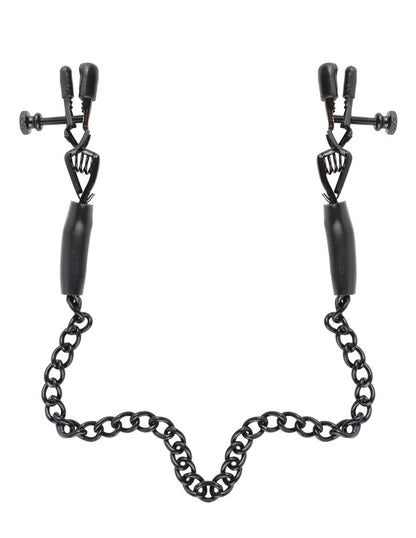 Pipedream Fetish Fantasy Series Adjustable Nipple Chain Clamps - Black